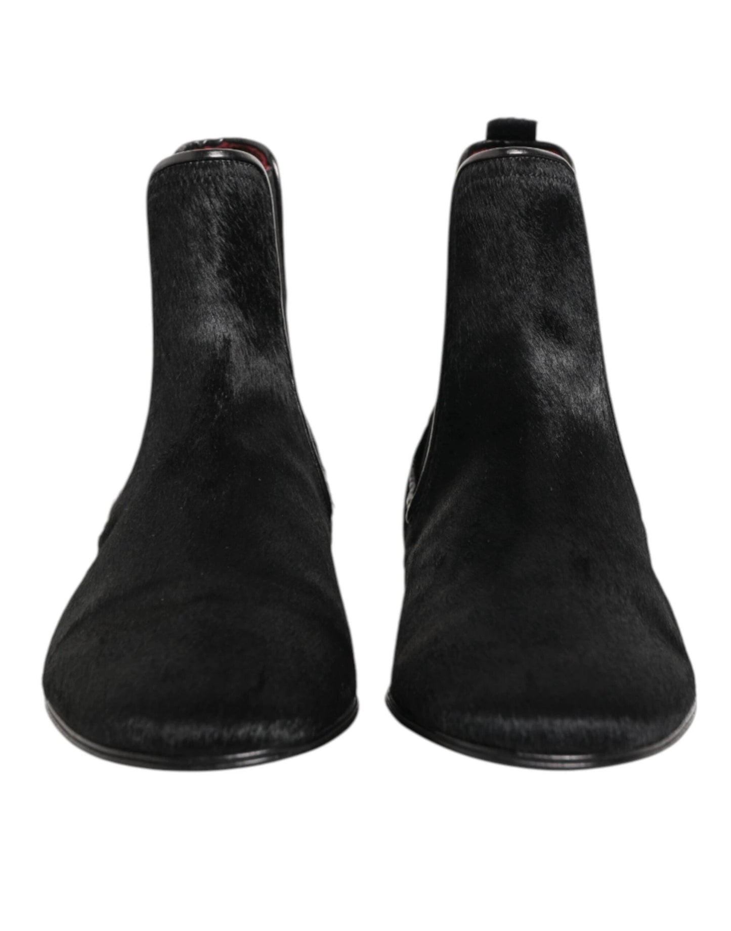 Dolce & Gabbana Black Leather Fur Men CHELSEA Boots Shoes by Dolce & Gabbana
