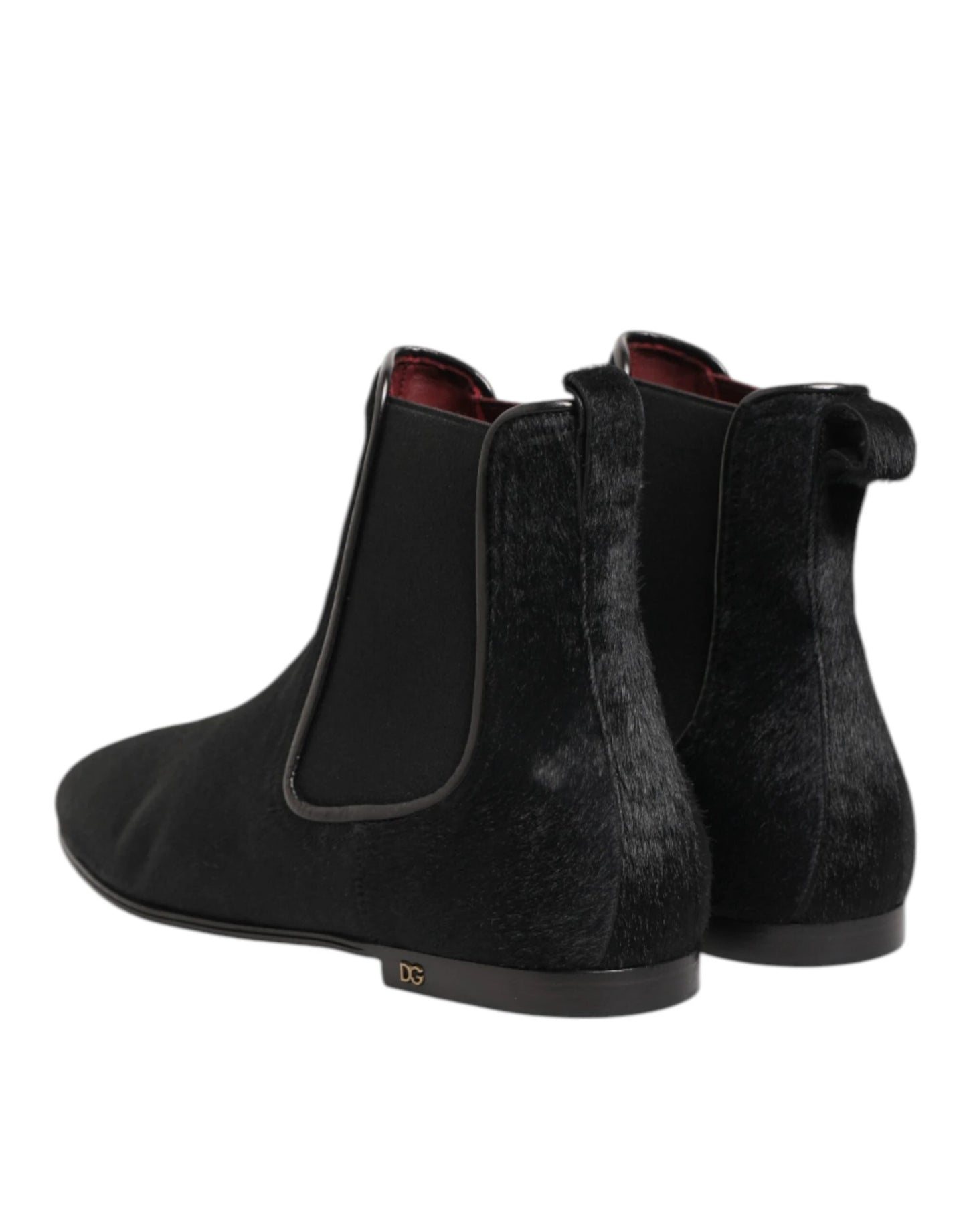 Dolce & Gabbana Black Leather Fur Men CHELSEA Boots Shoes by Dolce & Gabbana