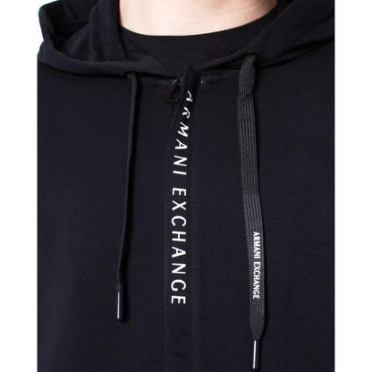Armani Exchange Black Cotton Hoodie by Armani Exchange