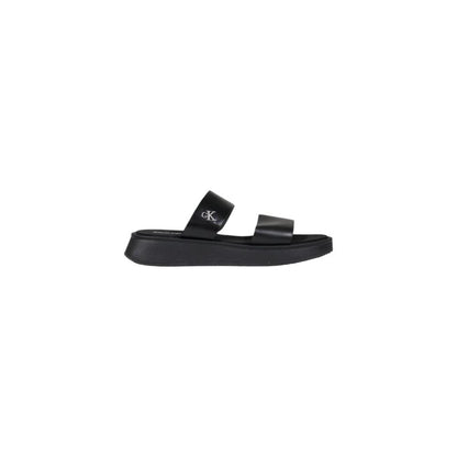 Calvin Klein Jeans Black Leather Flat Sandals by Calvin Klein Jeans