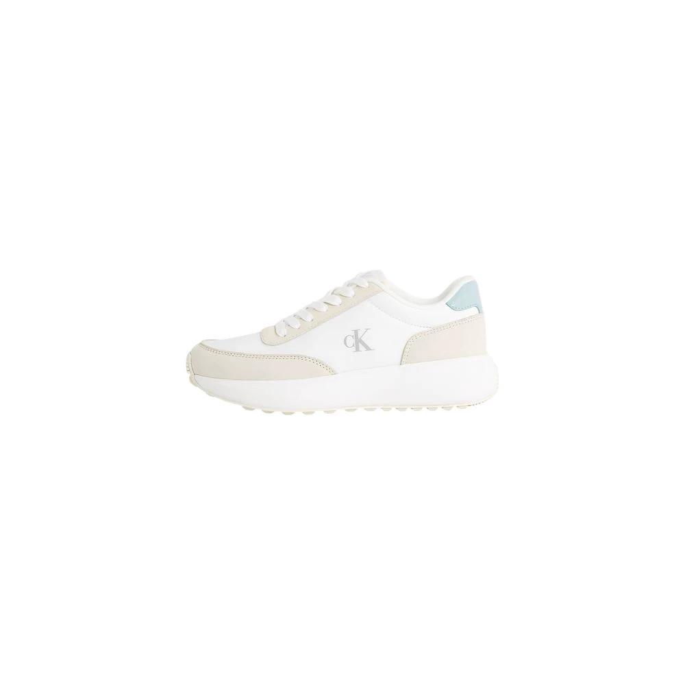 Calvin Klein Jeans Cream Leather Athletic Sneakers by Calvin Klein Jeans
