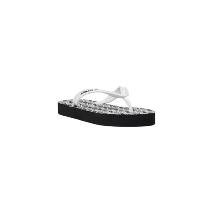 Armani Exchange Black And White Rubber Flip-Flop Sandals by Armani Exchange