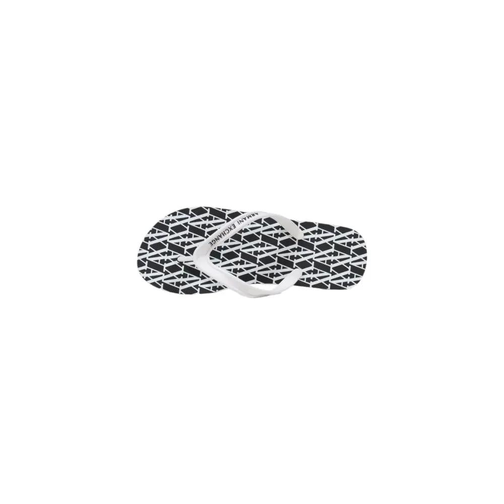Armani Exchange Black And White Rubber Flip-Flop Sandals by Armani Exchange