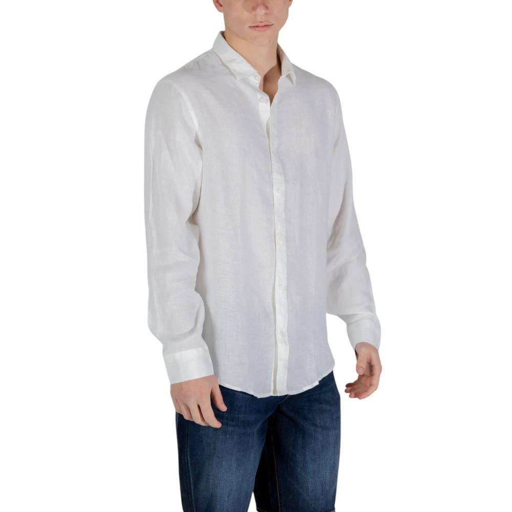 armani exchange dress shirts Men Shirt The clean design features a classic collar Armani Exchange White Linen Dress