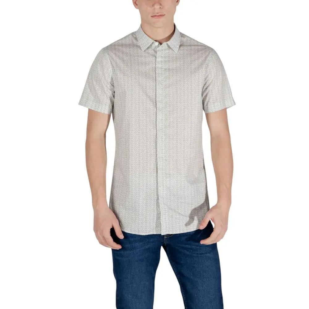 Armani Exchange Cream Cotton Shortsleeve Shirt by Armani Exchange