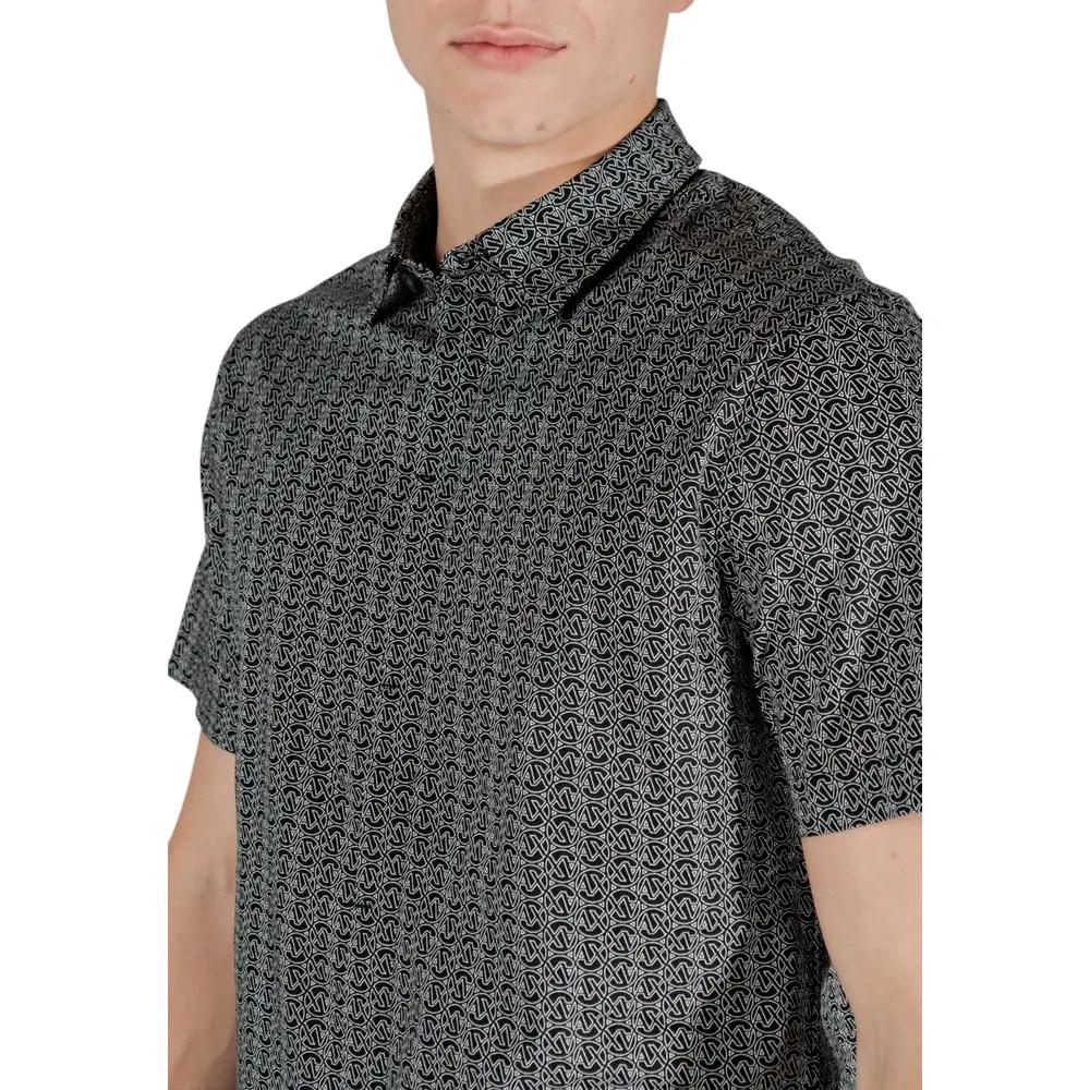 Armani Exchange Black Cotton Shortsleeve Shirt by Armani Exchange