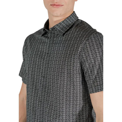 Armani Exchange Black Cotton Shortsleeve Shirt by Armani Exchange