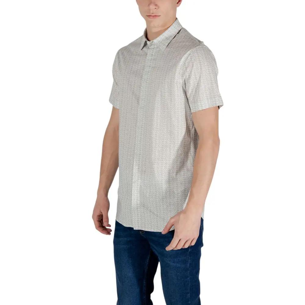 Armani Exchange Cream Cotton Shortsleeve Shirt by Armani Exchange