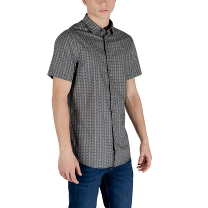 Armani Exchange Black Cotton Shortsleeve Shirt by Armani Exchange