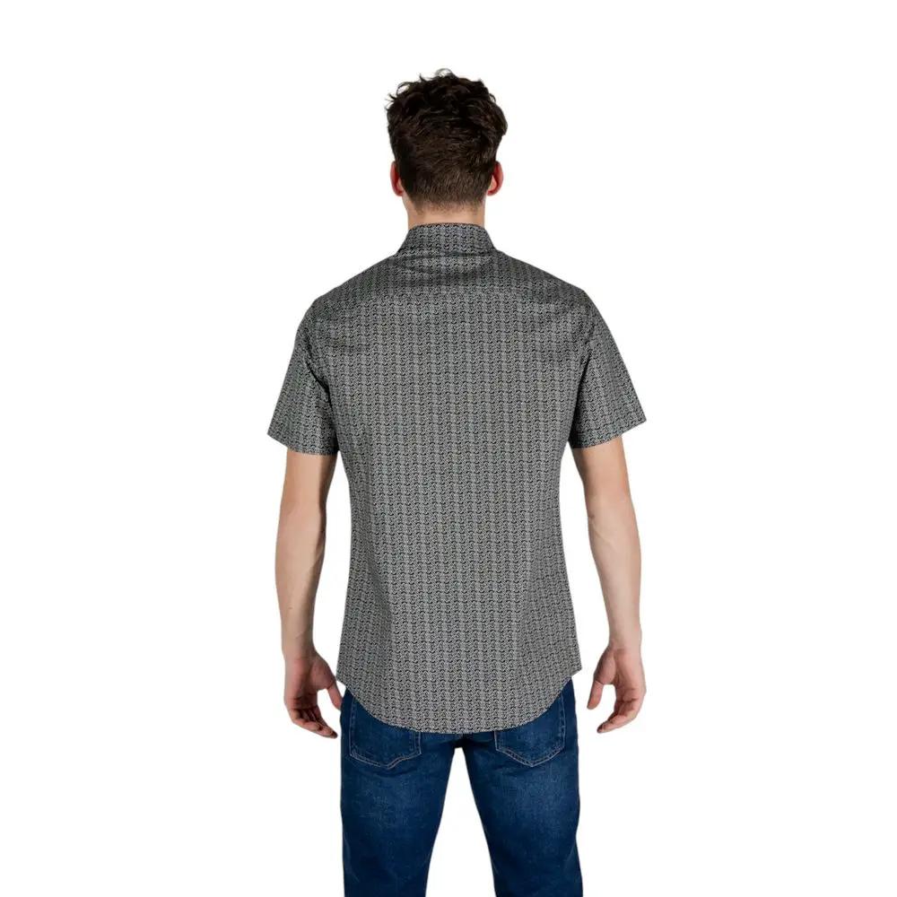 Armani Exchange Black Cotton Shortsleeve Shirt by Armani Exchange