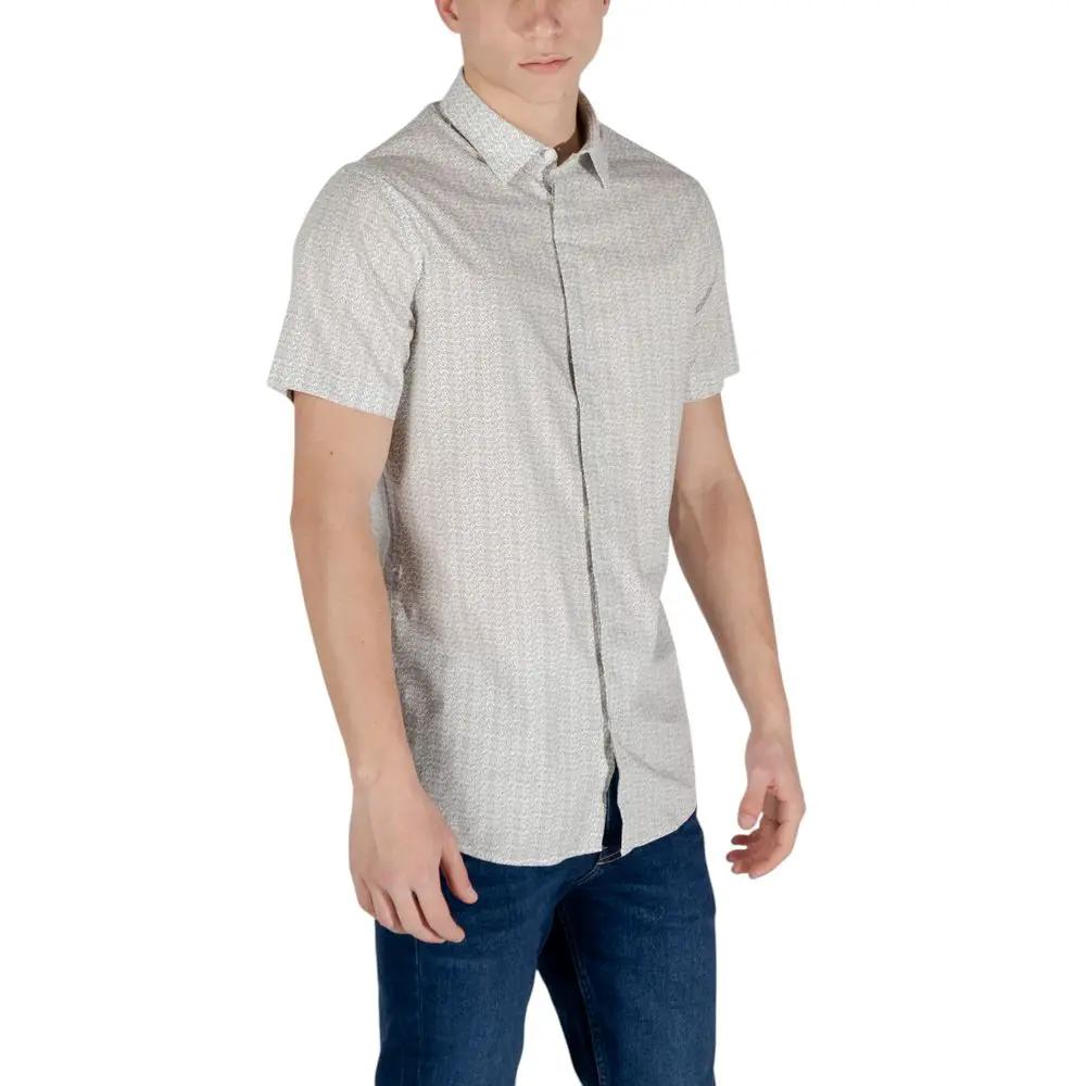 Armani Exchange Cream Cotton Shortsleeve Shirt by Armani Exchange