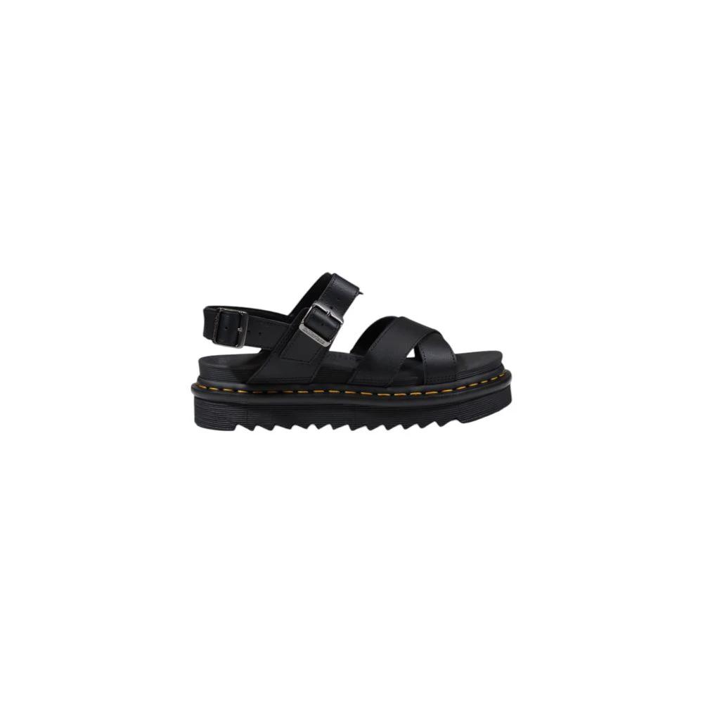 Dr. Martens Black Leather Flat Sandals by Dr. Martens