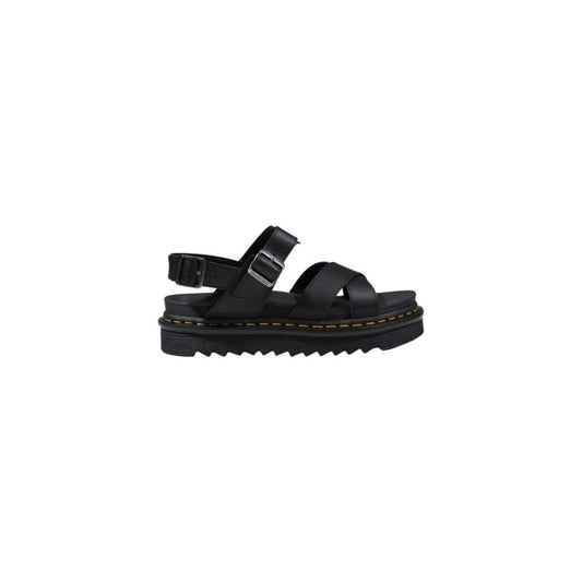 Dr. Martens Black Leather Flat Sandals by Dr. Martens