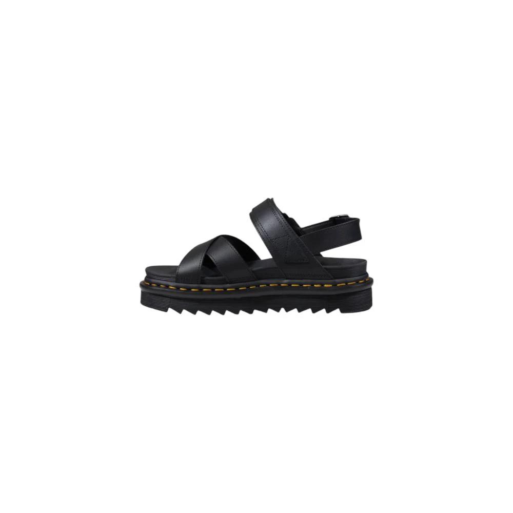 Dr. Martens Black Leather Flat Sandals by Dr. Martens