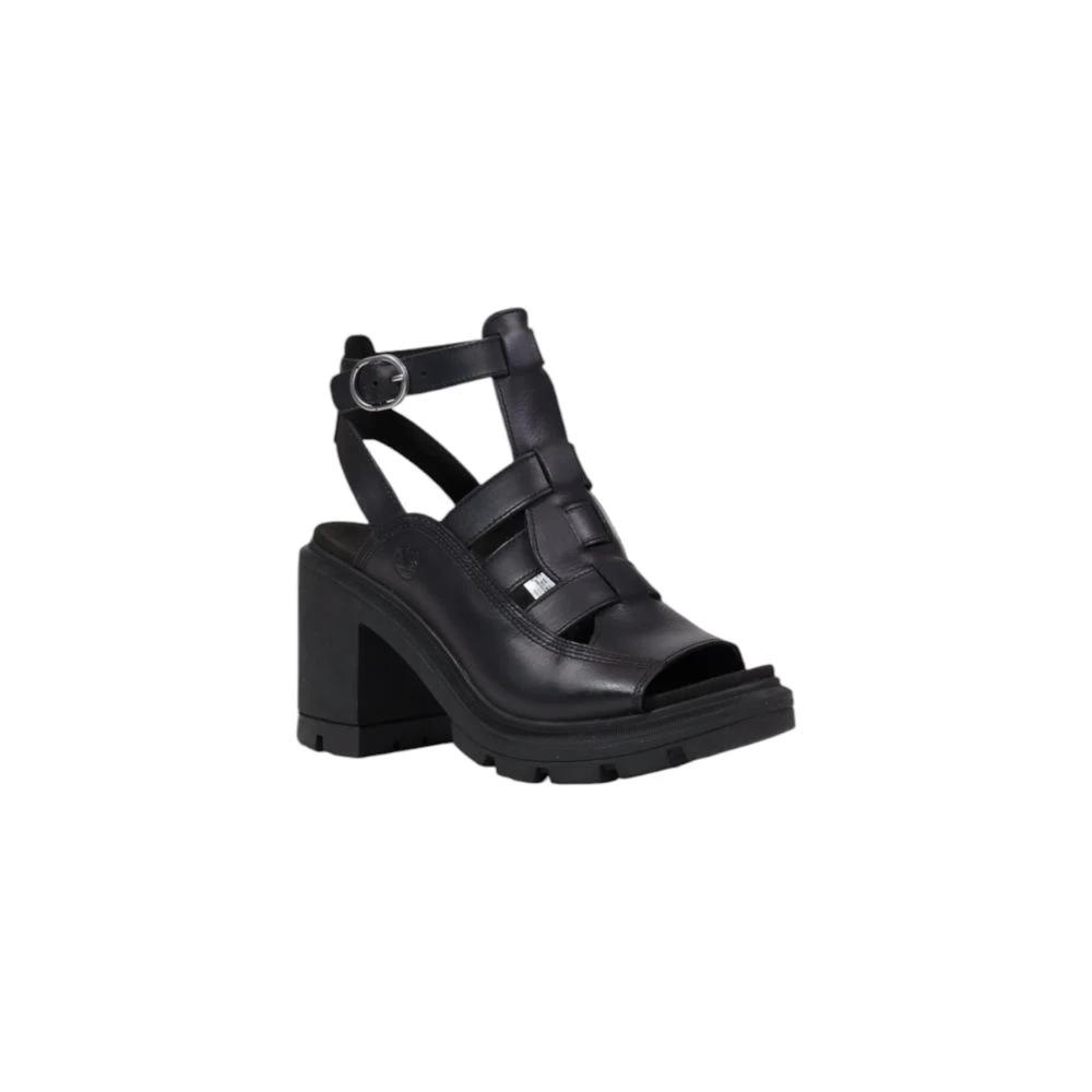 Timberland Black Leather Platform Sandals by Timberland