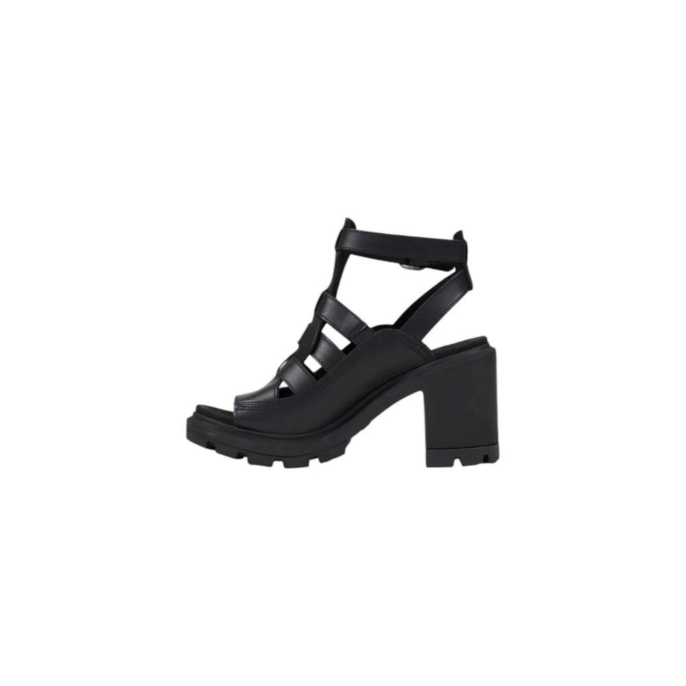 Timberland Black Leather Platform Sandals by Timberland