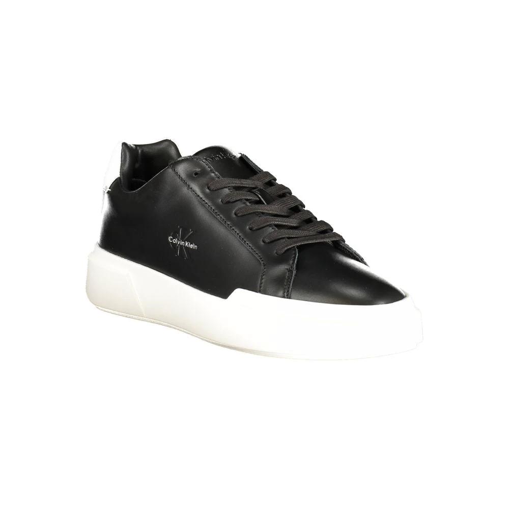 Calvin Klein Black Leather Men Sneaker by Calvin Klein