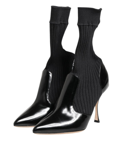Dolce & Gabbana Black Stretch Stilettos Booties Socks Shoes by Dolce & Gabbana