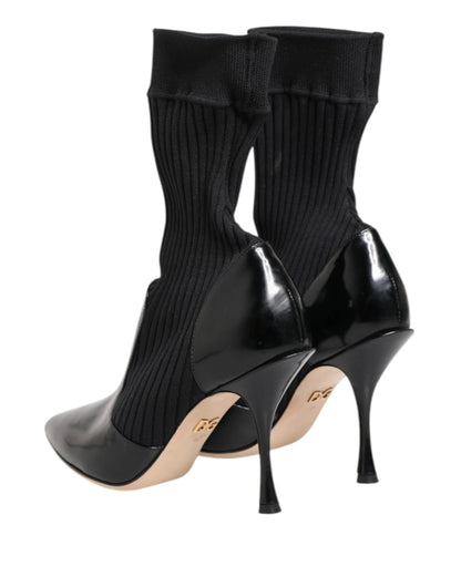 Dolce & Gabbana Black Stretch Stilettos Booties Socks Shoes by Dolce & Gabbana