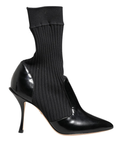 Dolce & Gabbana Black Stretch Stilettos Booties Socks Shoes by Dolce & Gabbana