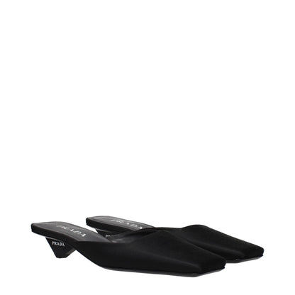 Prada Black Satin Flat Sandals by Prada