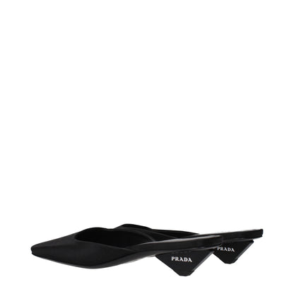 Prada Black Satin Flat Sandals by Prada