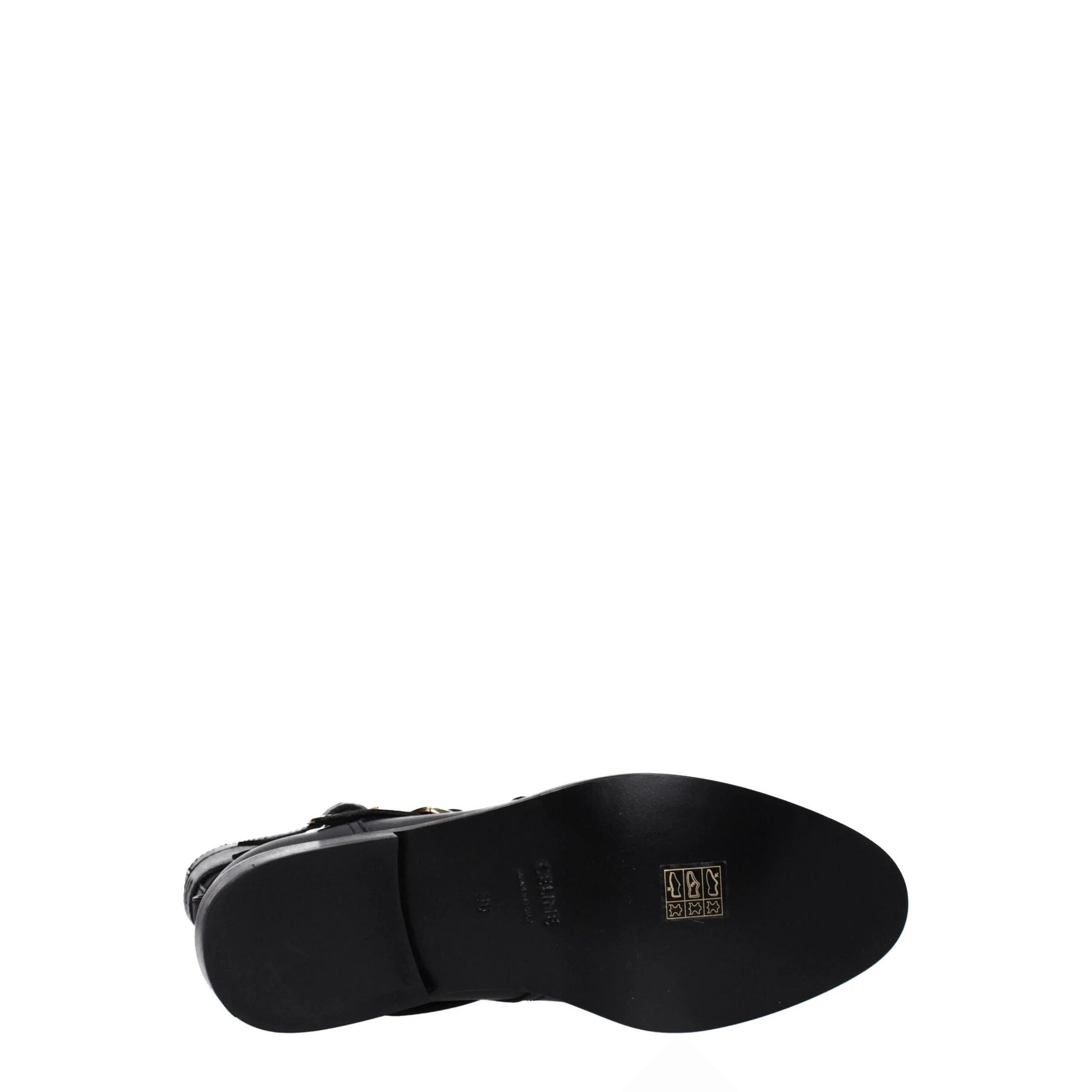 Celine Black Leather Flat Boots by Celine