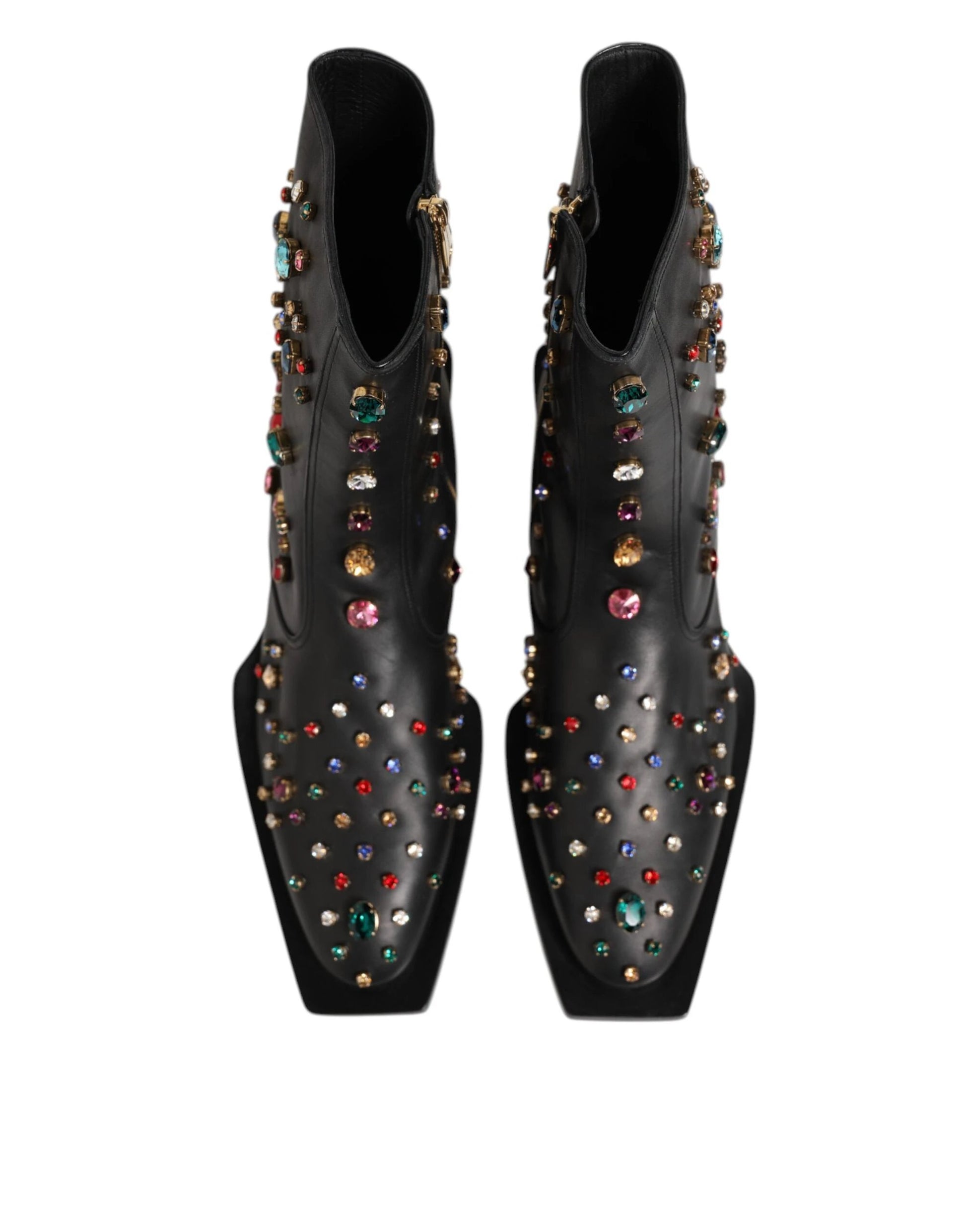 Dolce & Gabbana Black Crystal Embellished Men Short Boots Shoes by Dolce & Gabbana