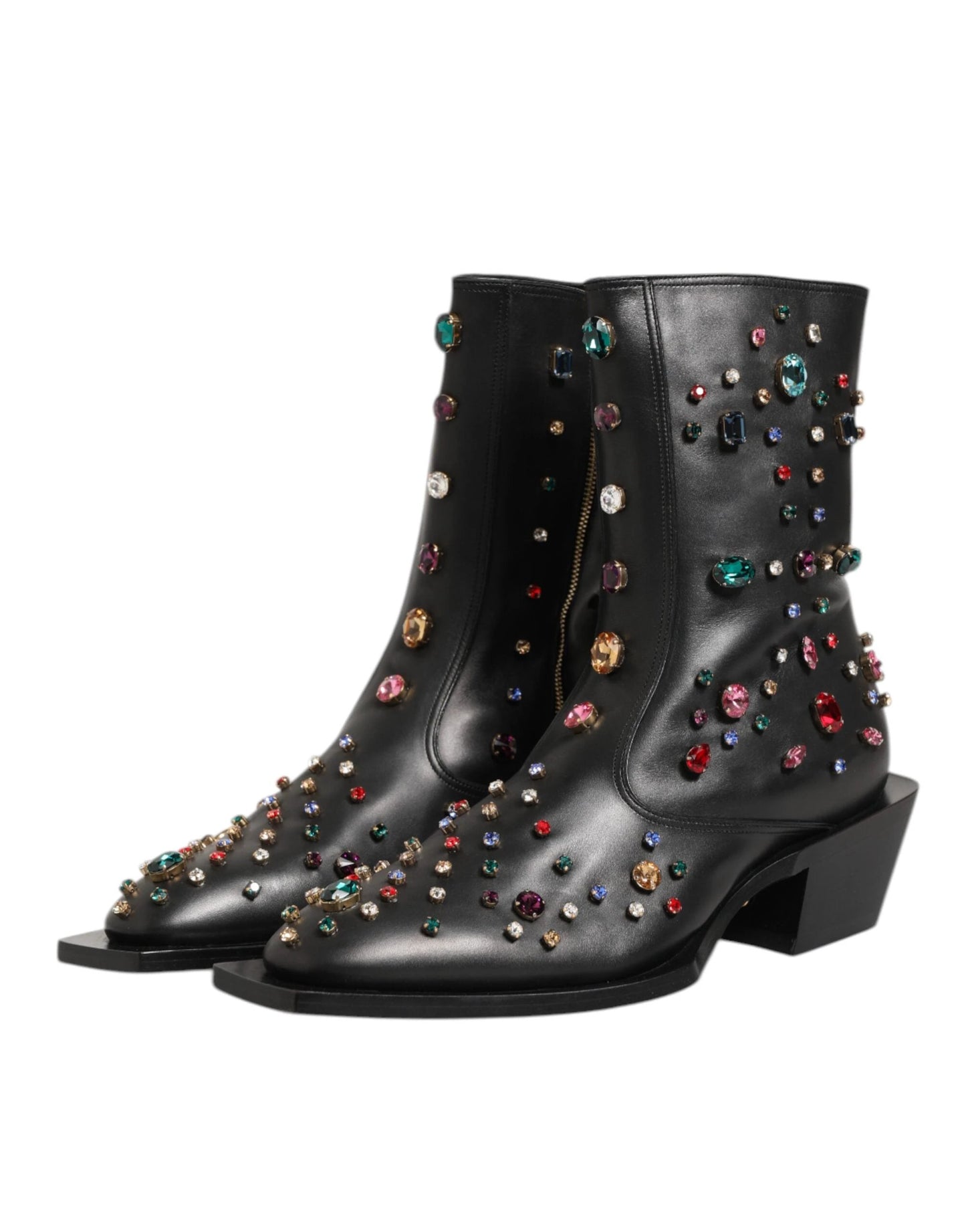 Dolce & Gabbana Black Crystal Embellished Men Short Boots Shoes by Dolce & Gabbana