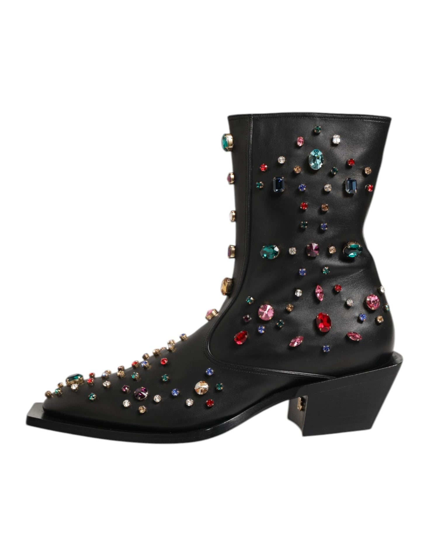 Dolce & Gabbana Black Crystal Embellished Men Short Boots Shoes by Dolce & Gabbana