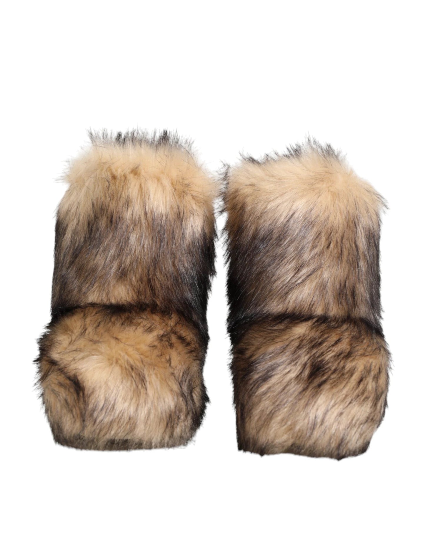 Dolce & Gabbana Brown Faux Skim Ski Fur Men Short Boots Shoes by Dolce & Gabbana