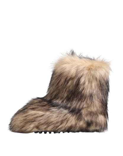 Dolce & Gabbana Brown Faux Skim Ski Fur Men Short Boots Shoes by Dolce & Gabbana