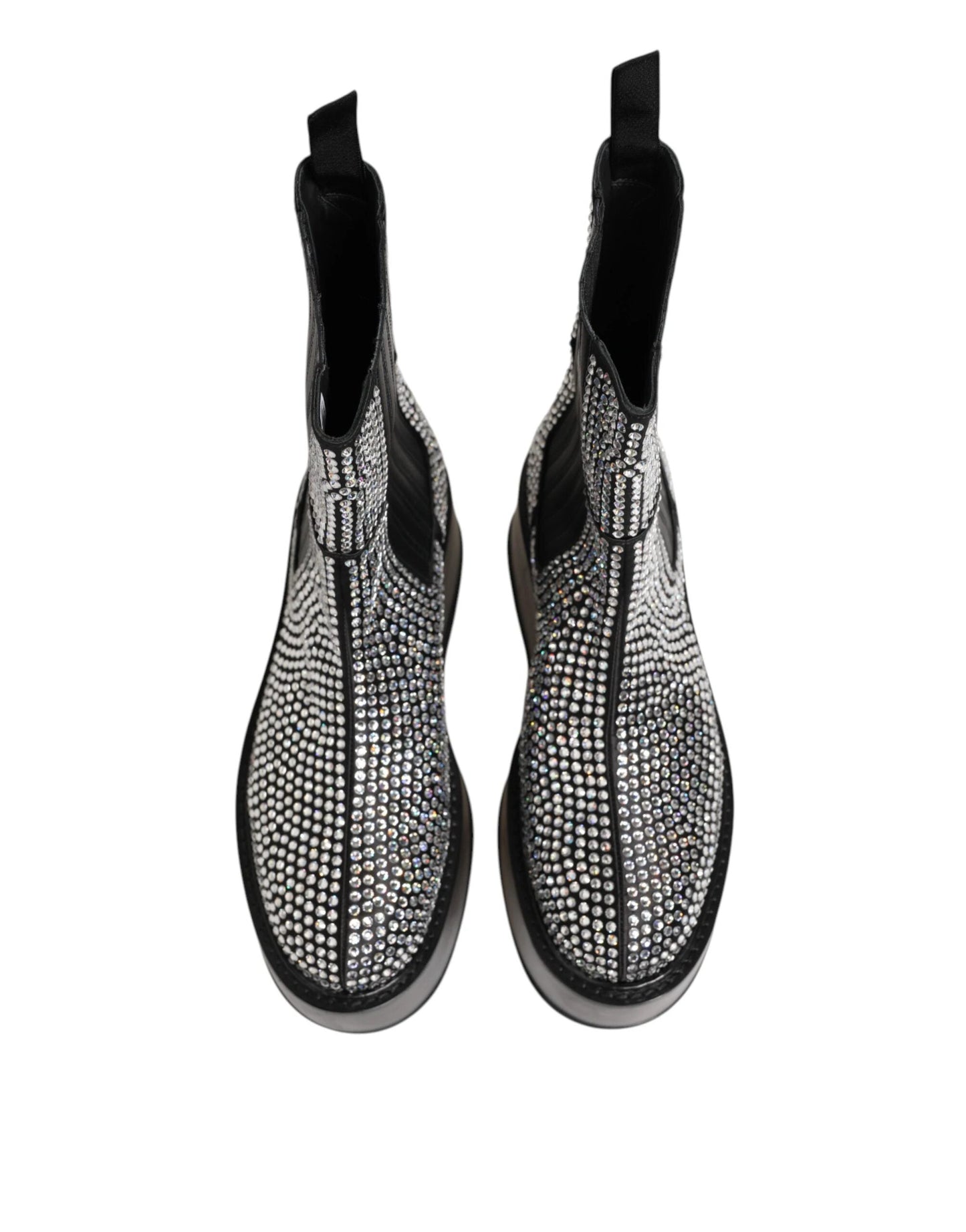 Dolce & Gabbana Black Crystal Strass Mid Calf Short Boots Shoes by Dolce & Gabbana