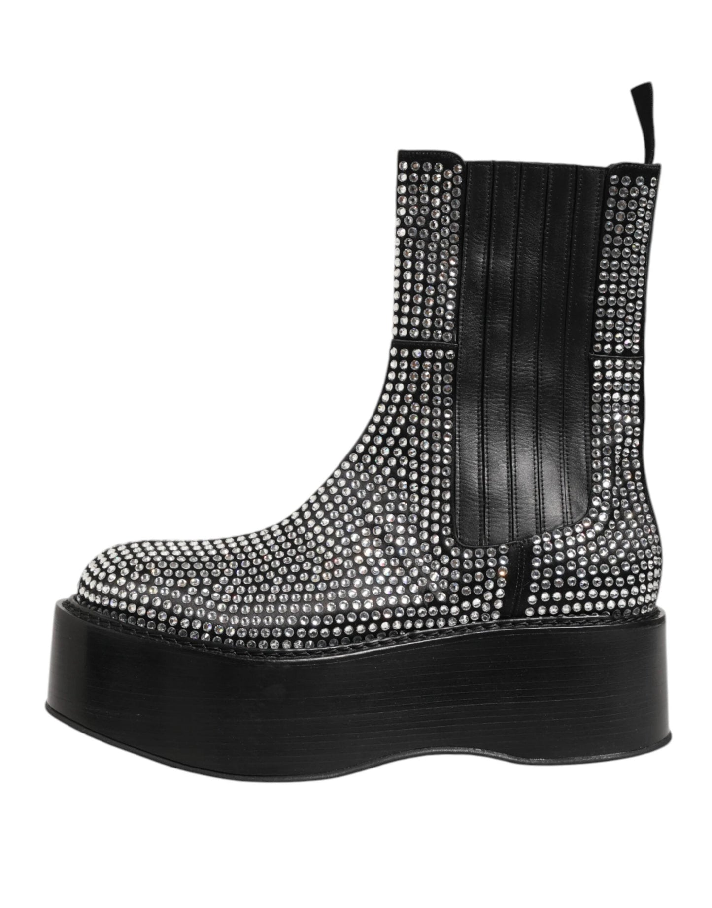 Dolce & Gabbana Black Crystal Strass Mid Calf Short Boots Shoes by Dolce & Gabbana