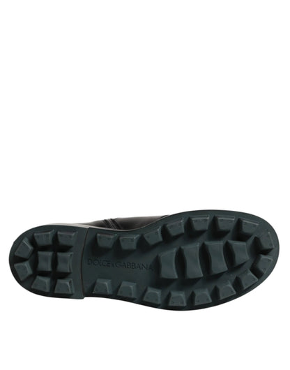 Dolce & Gabbana Black Logo Plaque Mid Calf Biker Boots Shoes by Dolce & Gabbana