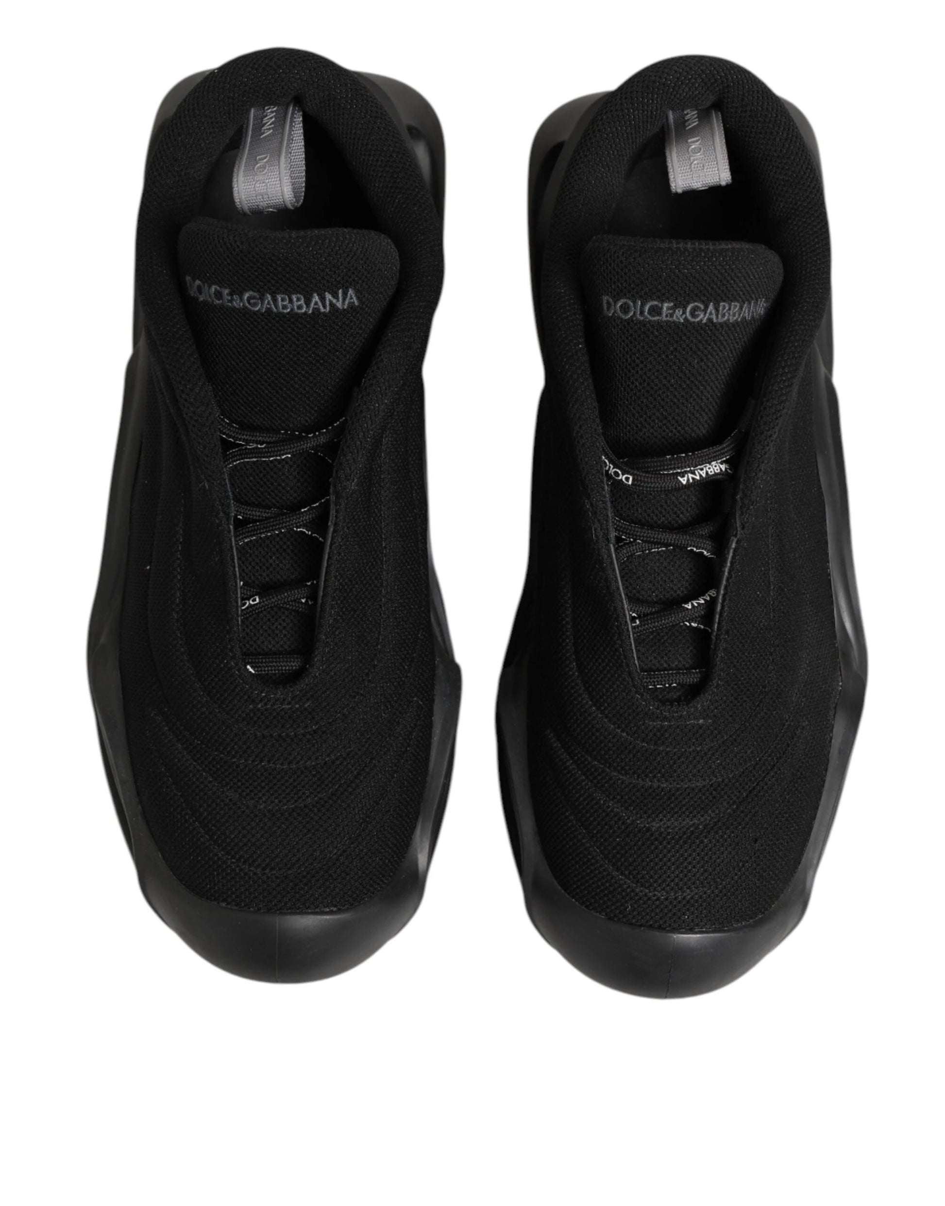 Dolce & Gabbana Black Lace Up Wave Low Top Men Sneaker Shoes by Dolce & Gabbana