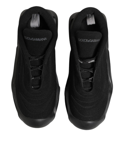 Dolce & Gabbana Black Lace Up Wave Low Top Men Sneaker Shoes by Dolce & Gabbana