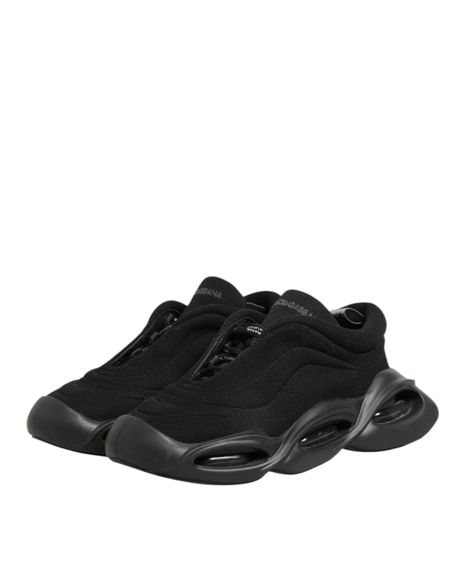 Dolce & Gabbana Black Lace Up Wave Low Top Men Sneaker Shoes by Dolce & Gabbana