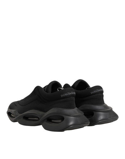Dolce & Gabbana Black Lace Up Wave Low Top Men Sneaker Shoes by Dolce & Gabbana