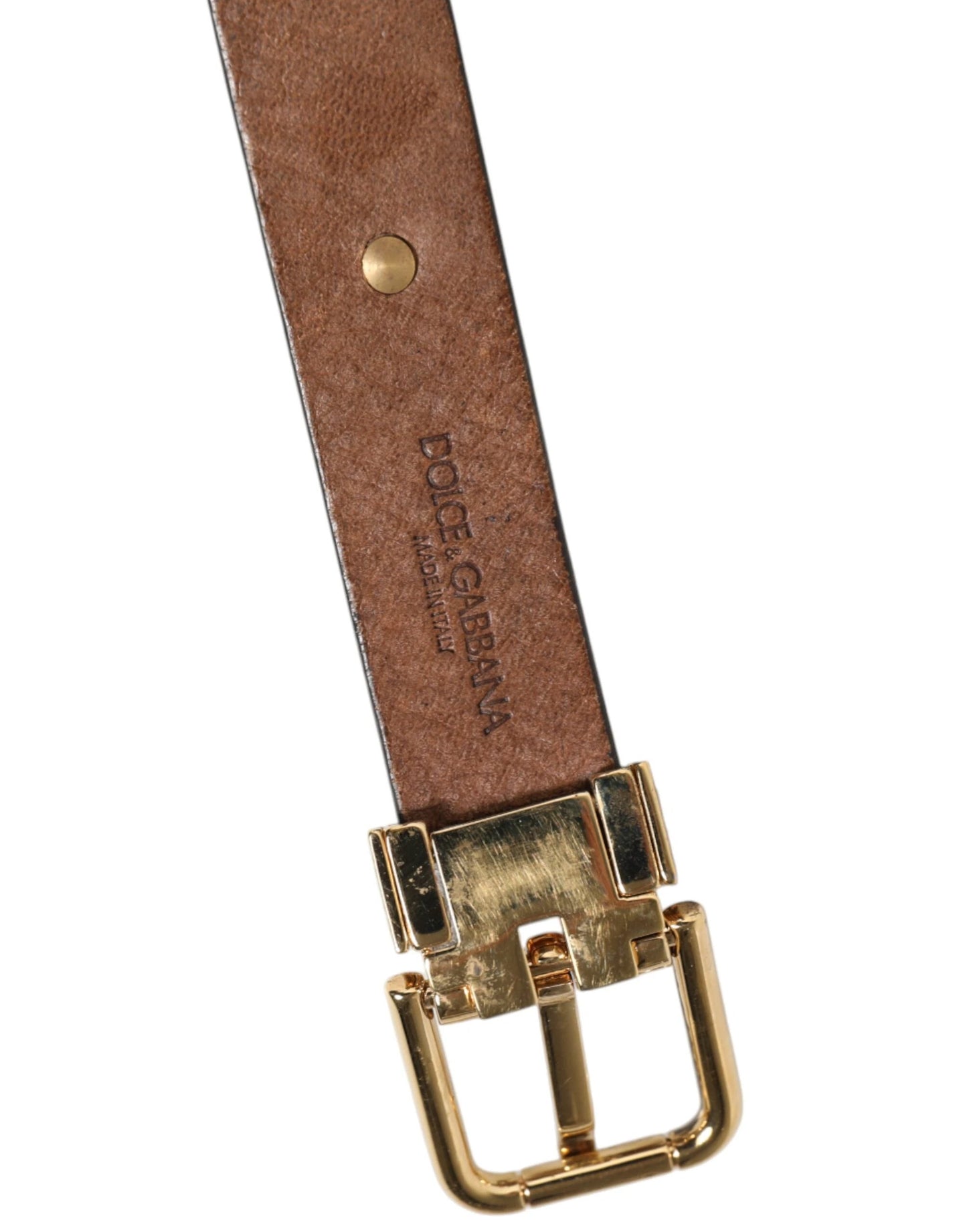 Dolce & Gabbana Brown Leather Gold Silver Coin Buckle Belt by Dolce & Gabbana