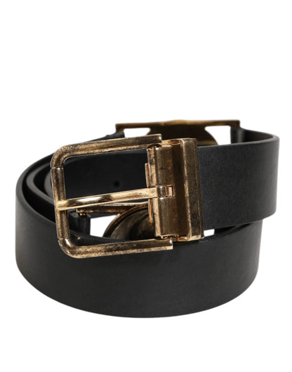 Dolce & Gabbana Black Leather Gold Silver Coin Buckle Belt by Dolce & Gabbana