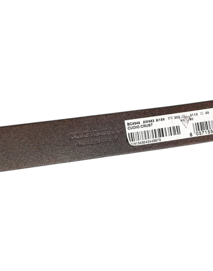 Dolce & Gabbana Brown Classic Gold Metal Logo Buckle Men Belt by Dolce & Gabbana