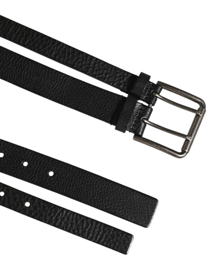 Dolce & Gabbana Black Double Strap Leather Silver Buckle Belt by Dolce & Gabbana