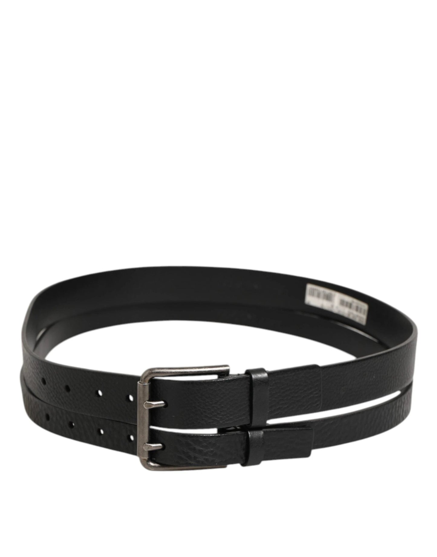 Dolce & Gabbana Black Double Strap Leather Silver Buckle Belt by Dolce & Gabbana