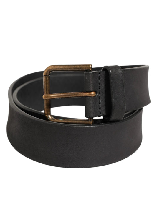 Dolce & Gabbana Black Leather Metal Buckle Classic Men Belt by Dolce & Gabbana