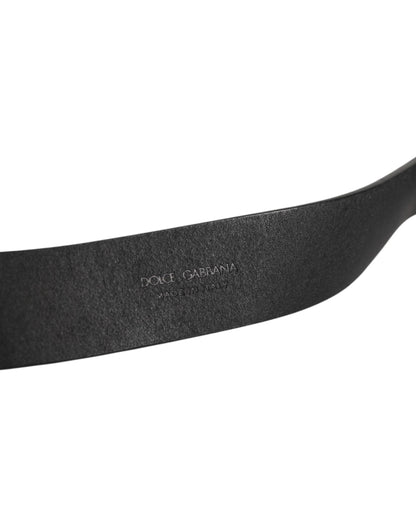 Dolce & Gabbana Black Leather Metal Buckle Classic Men Belt by Dolce & Gabbana