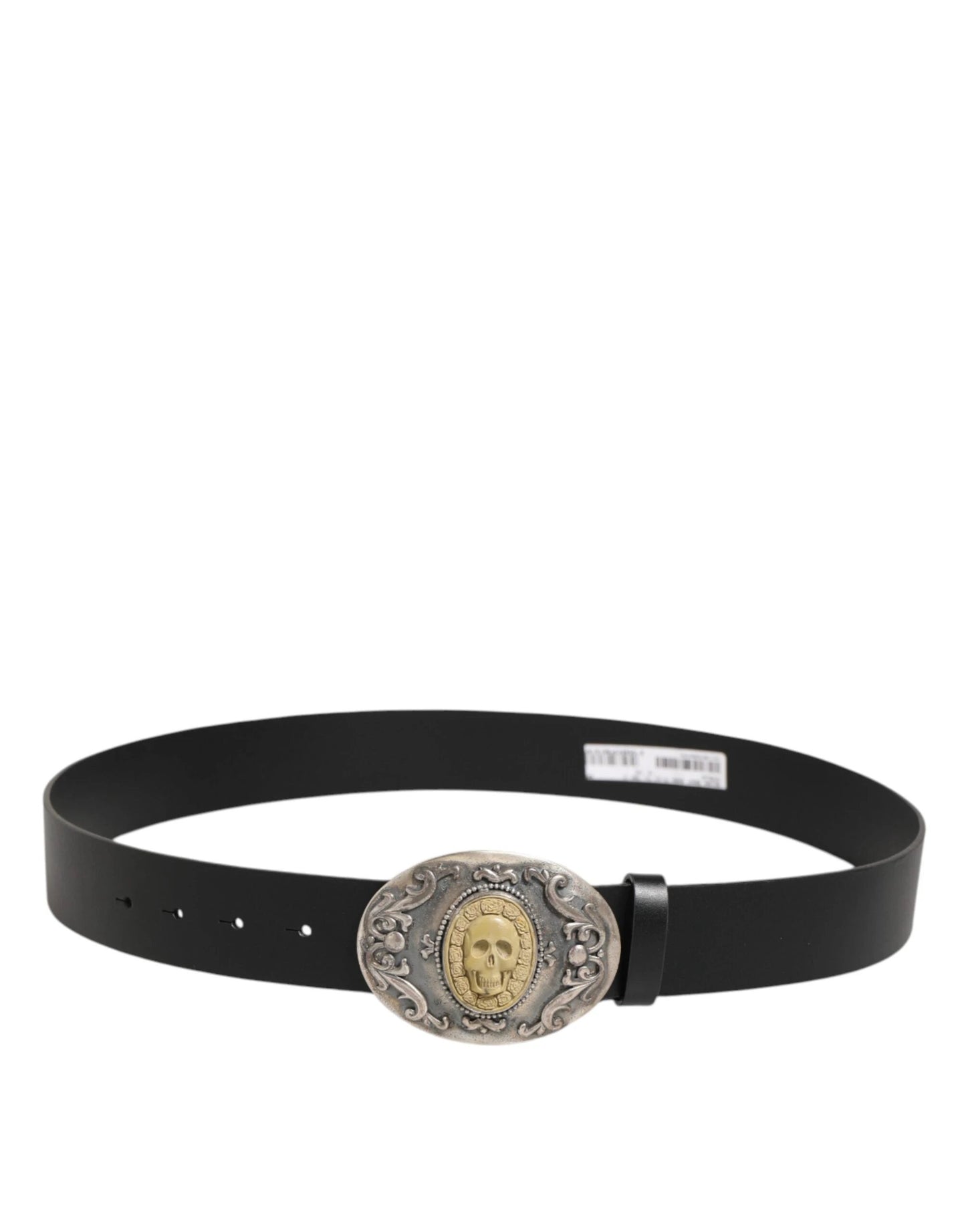 Dolce & Gabbana Black Leather Ornate Metal Buckle Men Belt by Dolce & Gabbana