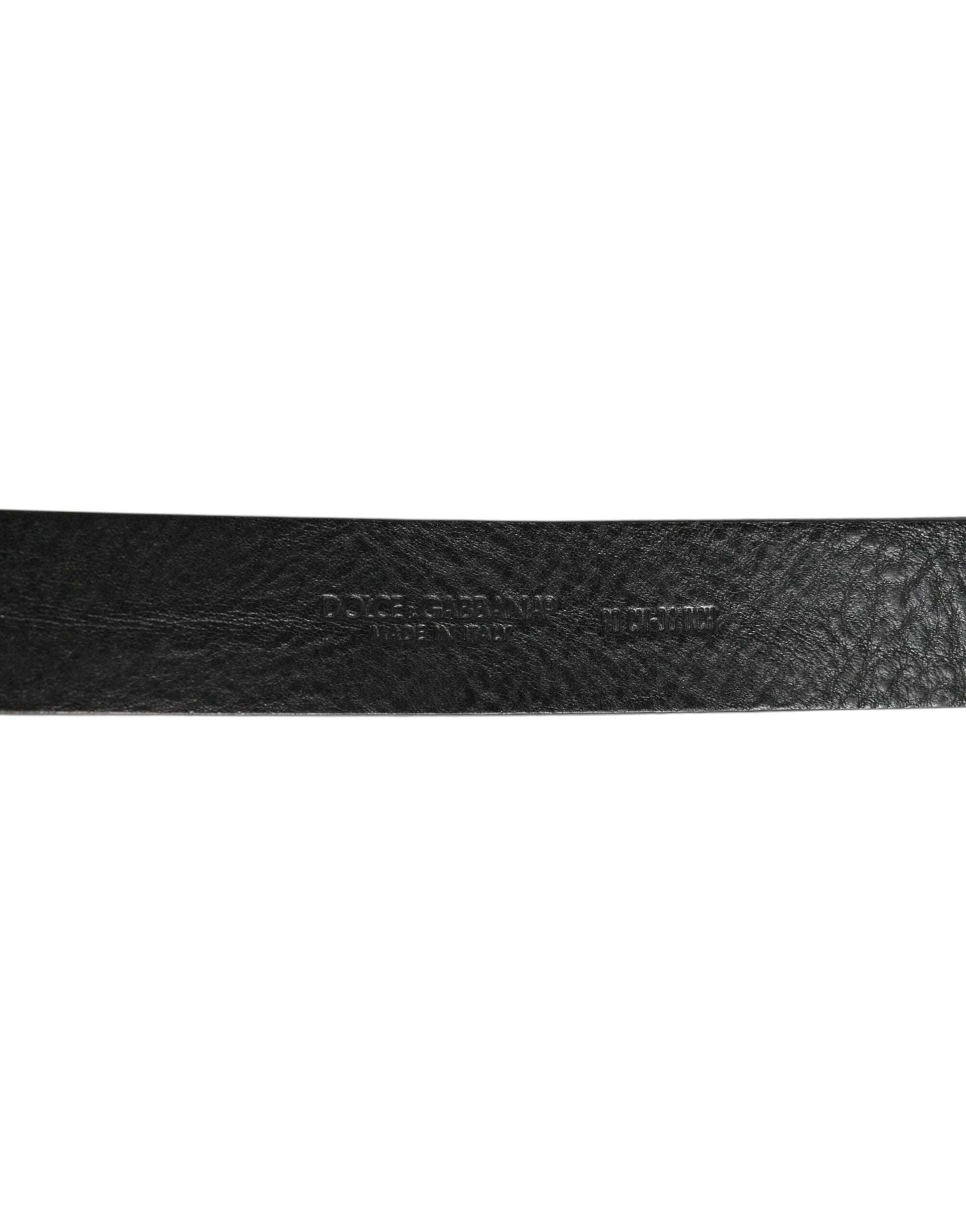 Dolce & Gabbana Black Leather Classic Metal Logo Buckle Belt by Dolce & Gabbana