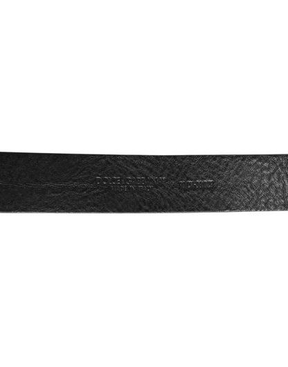 Dolce & Gabbana Black Leather Classic Metal Logo Buckle Belt by Dolce & Gabbana