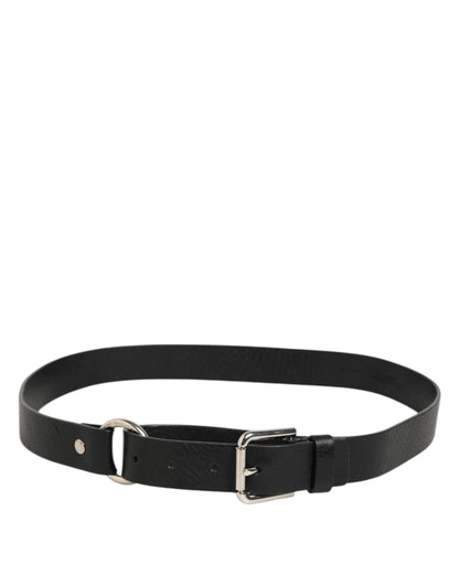 Dolce & Gabbana Black Leather Classic Metal Logo Buckle Belt by Dolce & Gabbana